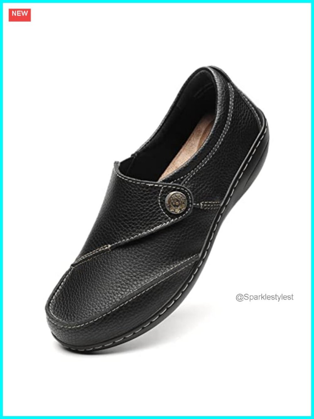 Geoeleph Leather Loafers Slip-On Comfort Walking Flats Mocc